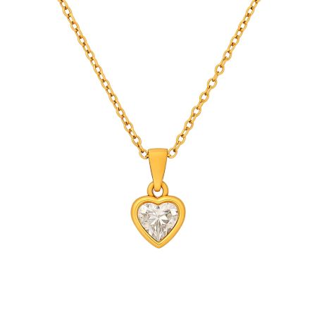 18K Gold Plated White Stone Heart Necklace